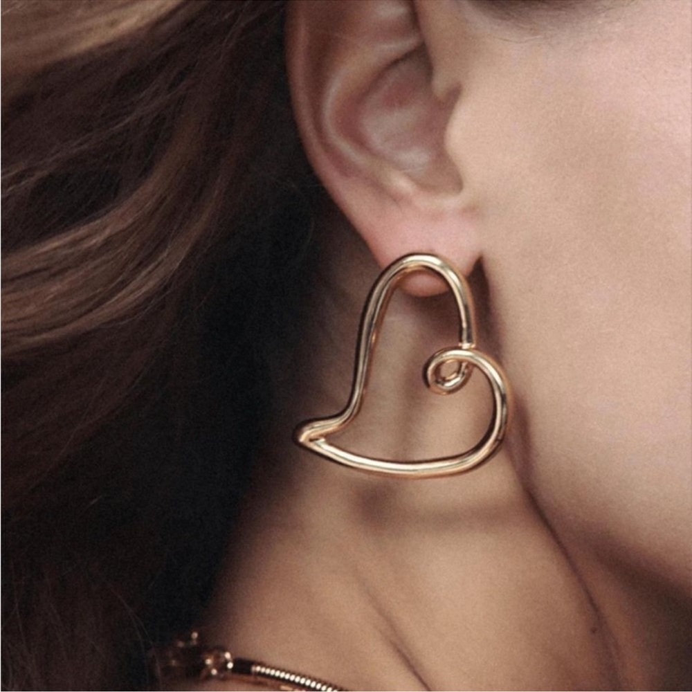 Zara Gold Heart Earrings - Picture 2 of 2